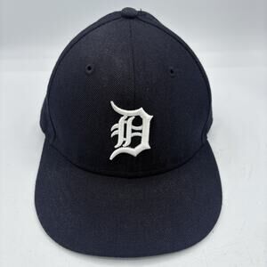 New Era 59Fifty Detroit Tigers MLB Fitted Cap Hat Size 6 1/2 Navy Blue 100% Wool